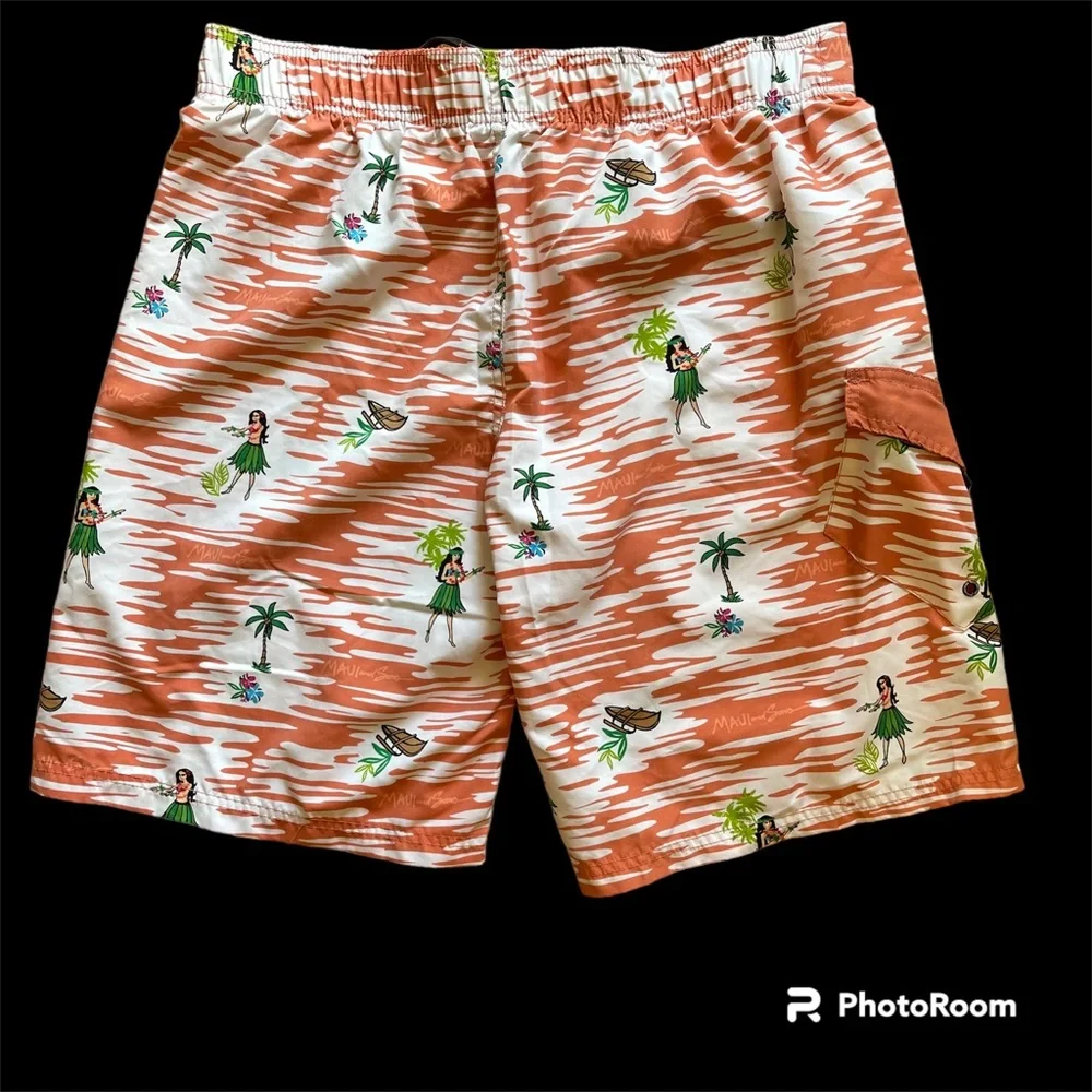 Maui And Sons Board Shorts - Hawaiian Hula Girl Print - Size 38